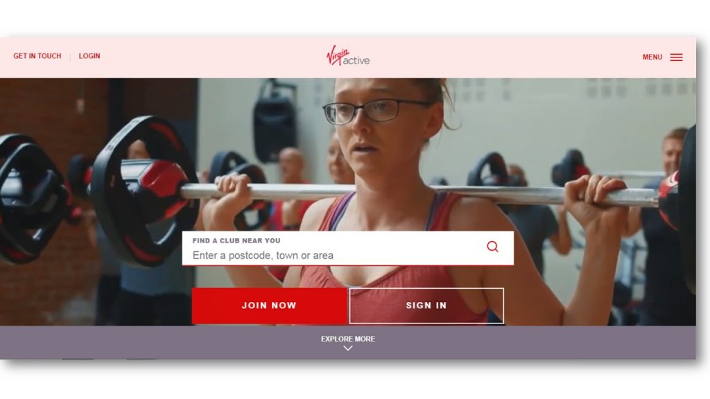 Virgin Active Gym Web Example