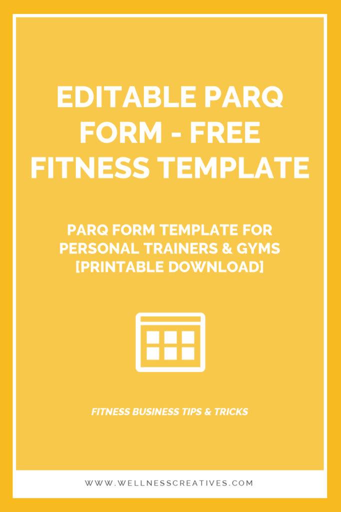 Editable PARQ Template For Personal Trainers Gyms PARQ Form Template For Personal Trainers & Gyms