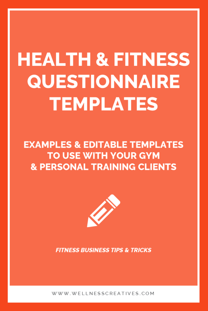 Fitness Questionnaires for Gyms Personal Training Clients