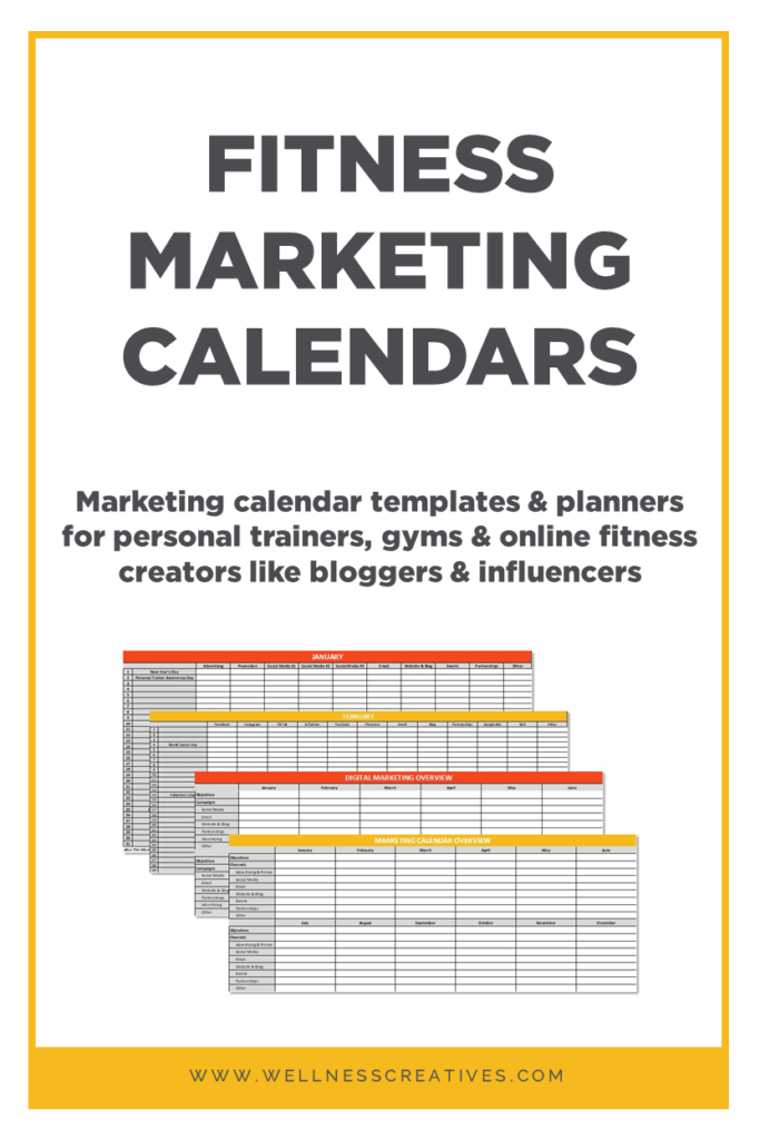 Fitness Marketing Calendars Pinterest
