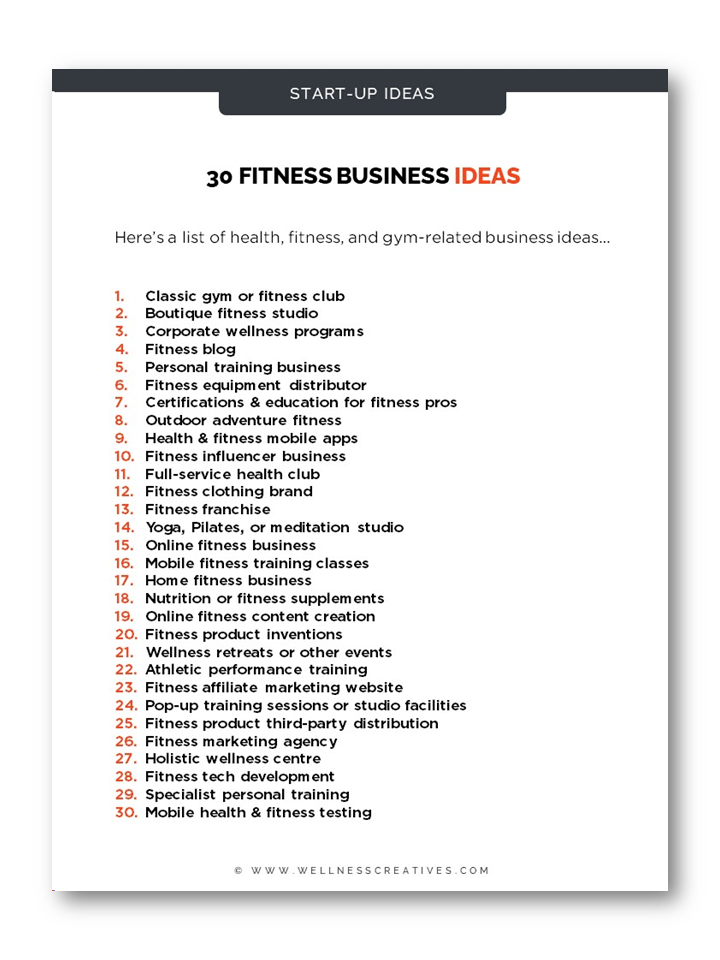 Fitness Business Ideas List Pinterest